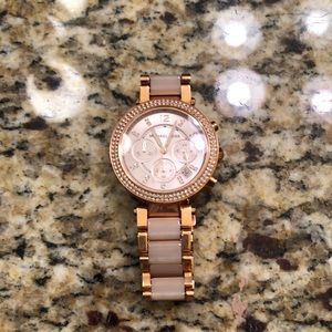 Parker rose gold-tone blush acetate watch